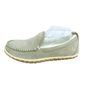 LL Bean Cement Suede Slip On Fleece Lined Mountain Moccasin Slippers Size 9 M